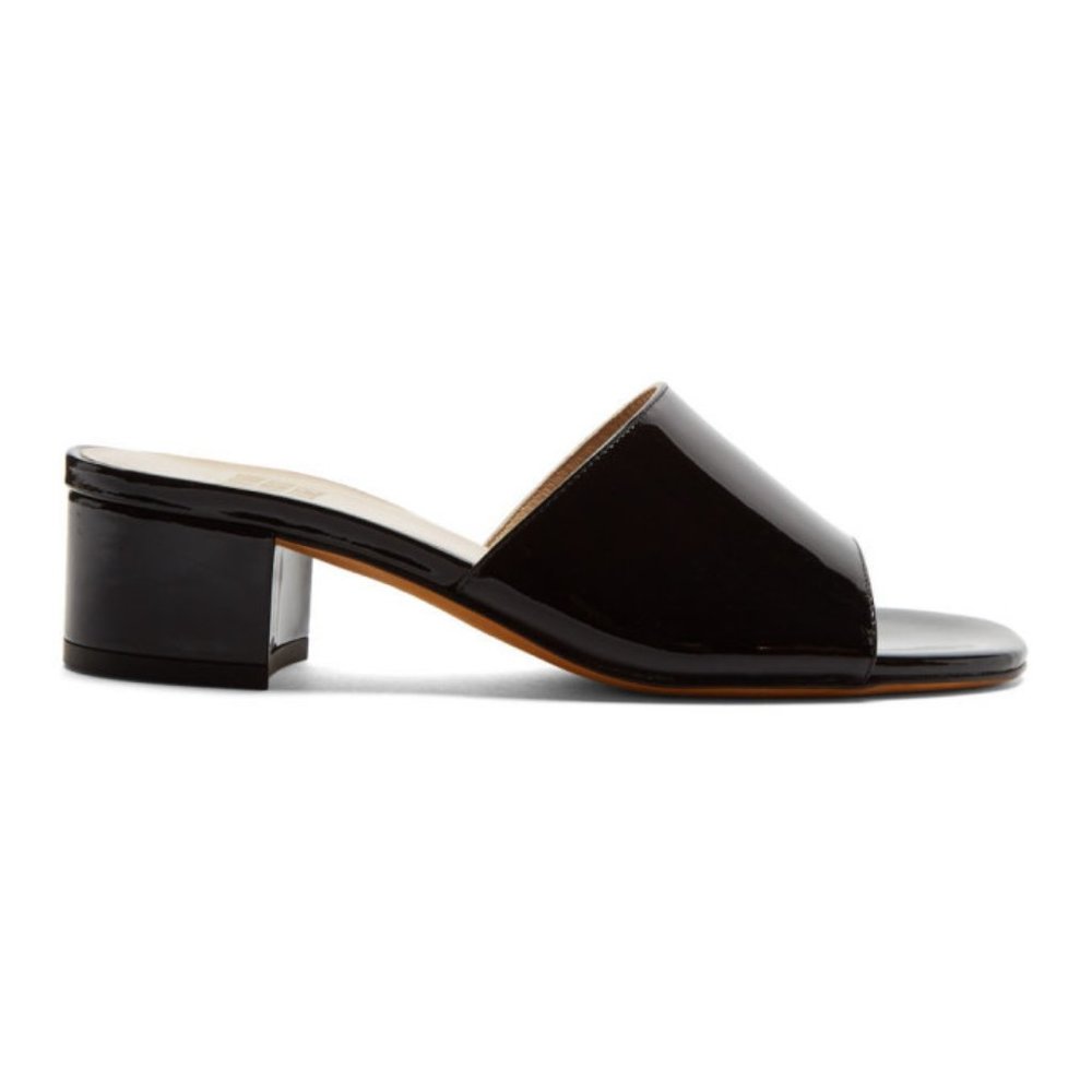Maryam Nassir Zadeh Black Patent Leather Mules
